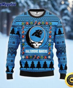 NFL Carolina Panthers Ugly Sweater Grateful Dead Ugly Christmas Fleece Sweater For Fans