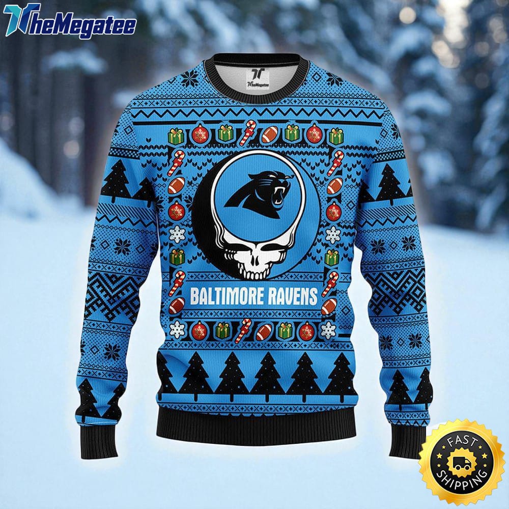 NFL Carolina Panthers Ugly Sweater Grateful Dead Ugly Christmas Fleece Sweater For Fans NFL Carolina Panthers Ugly Sweater Grateful Dead Ugly Christmas Fleece Sweater For Fans