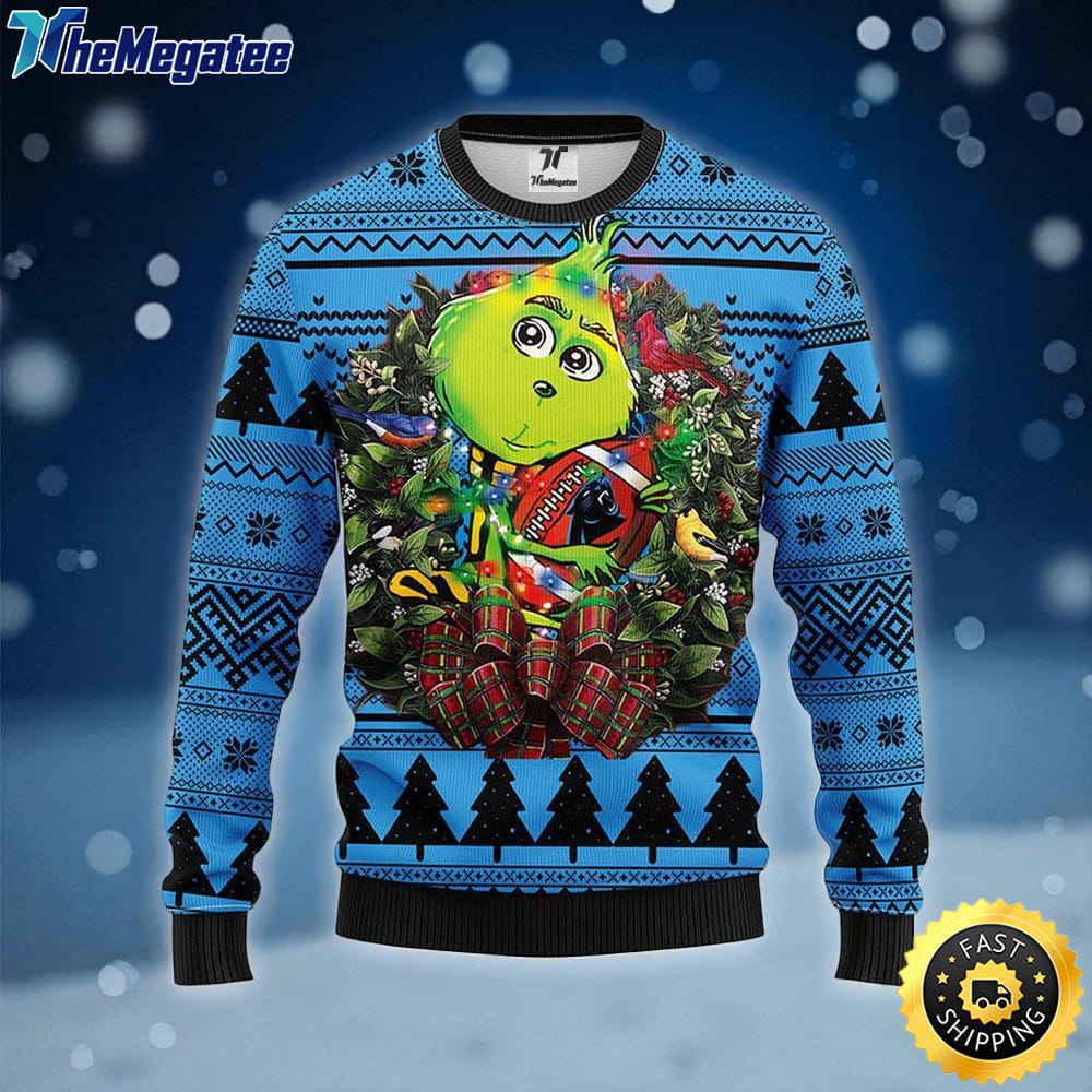 NFL Carolina Panthers Ugly Sweater Grinch Hug Ugly Christmas Sweater For Fans NFL Carolina Panthers Ugly Sweater Grinch Hug Ugly Christmas Sweater For Fans