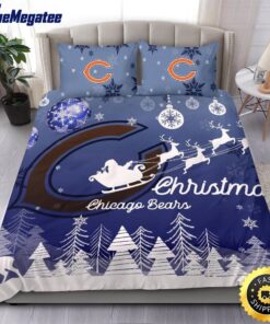 NFL Chicago Bears Bedding Sets Santa Claus Sleigh And Reindeer Christmas Quilt Bedding Sets 2025