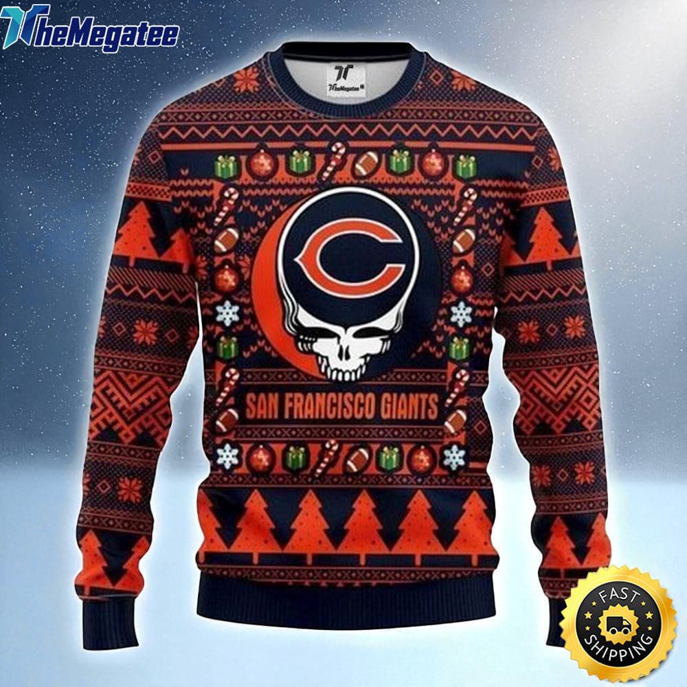 NFL Chicago Bears Ugly Christmas Sweater The Intelligence Of The Skull Unisex Sweater NFL Chicago Bears Ugly Christmas Sweater The Intelligence Of The Skull Unisex Sweater