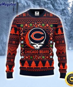 NFL Chicago Bears Ugly Sweater Grateful Dead Ugly Christmas Fleece Sweater For Fans