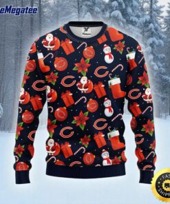 NFL Chicago Bears Ugly Sweater Santa Claus Snowman Ugly Christmas Sweater For Fans