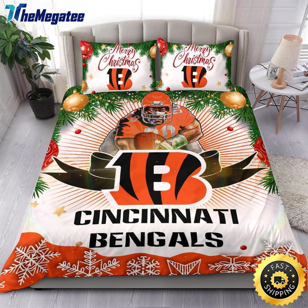 NFL Cincinnati Bengals Bedding Sets Merry Christmas Quilt Bedding Sets 2025 NFL Cincinnati Bengals Bedding Sets Merry Christmas Quilt Bedding Sets 2025