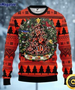 NFL Cincinnati Bengals Ugly Christmas Sweater Ball Pine Tree, NFL Christmas Sweater
