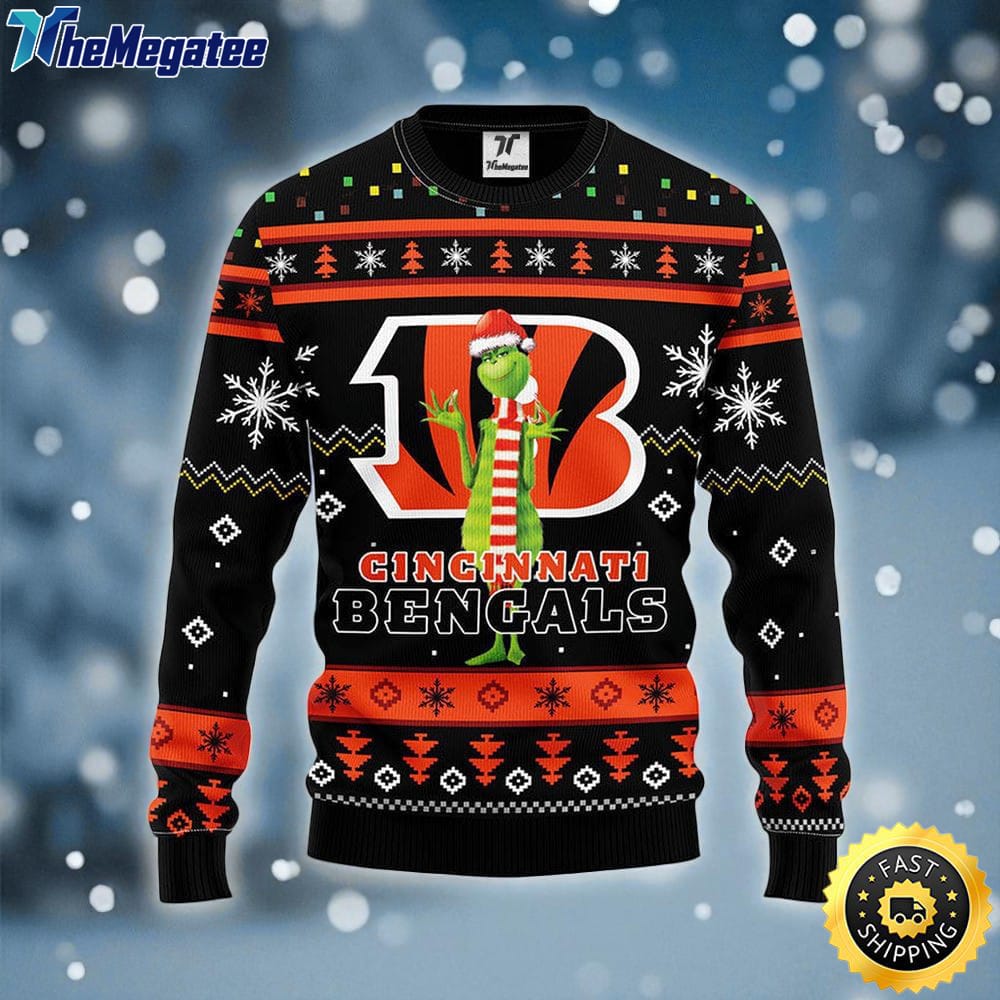 NFL Cincinnati Bengals Ugly Sweater Funny Grinch Ugly Christmas Sweater For Fans NFL Cincinnati Bengals Ugly Sweater Funny Grinch Ugly Christmas Sweater For Fans