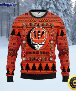 NFL Cincinnati Bengals Ugly Sweater Grateful Dead Ugly Christmas Fleece Sweater For Fans