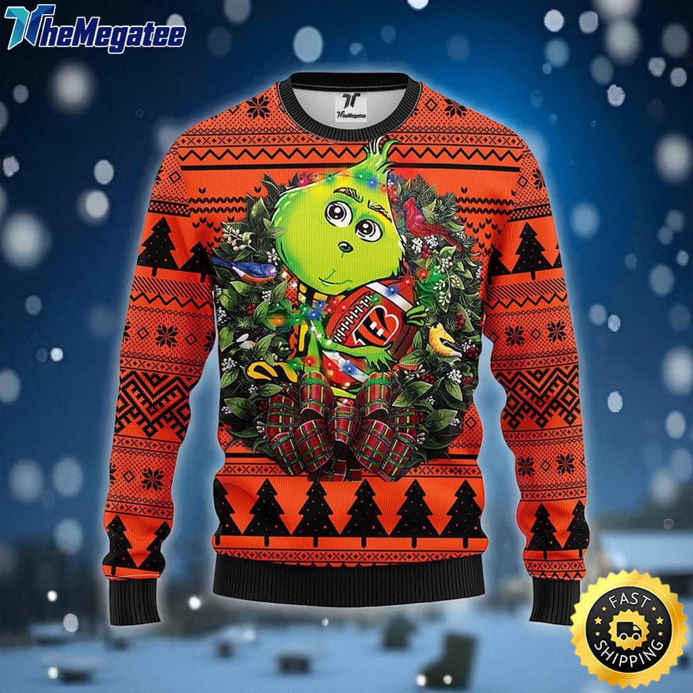 NFL Cincinnati Bengals Ugly Sweater Grinch Hug Ugly Christmas Sweater For Fans NFL Cincinnati Bengals Ugly Sweater Grinch Hug Ugly Christmas Sweater For Fans