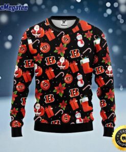 NFL Cincinnati Bengals Ugly Sweater Santa Claus Snowman Ugly Christmas Sweater For Fans