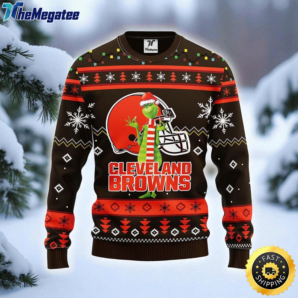 NFL Cleveland Browns Ugly Sweater Funny Grinch Ugly Christmas Sweater For Fans NFL Cleveland Browns Ugly Sweater Funny Grinch Ugly Christmas Sweater For Fans