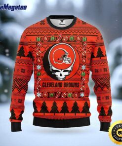 NFL Cleveland Browns Ugly Sweater Grateful Dead Ugly Christmas Fleece Sweater For Fans