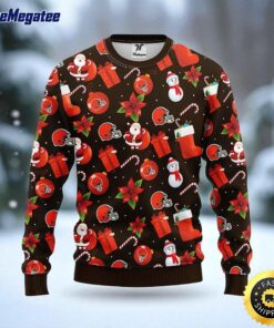 NFL Cleveland Browns Ugly Sweater Santa Claus Snowman Ugly Christmas Sweater For Fans