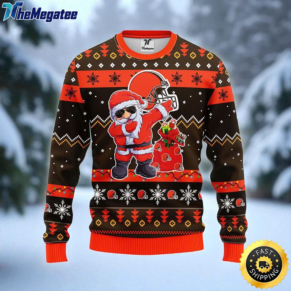 NFL Cleveland Browns Ugly Sweater Santa Claus Ugly Christmas Sweater For Fans NFL Cleveland Browns Ugly Sweater Santa Claus Ugly Christmas Sweater For Fans