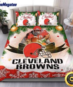 NFL Cleveland Browns Bedding Sets Merry Christmas Quilt Bedding Sets 2025