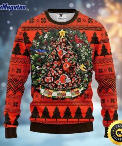 NFL Cleveland Browns Ugly Christmas Sweater Ball Pine Tree, NFL Christmas Sweater