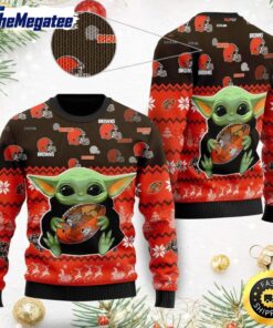 NFL Cleveland Browns Ugly Christmas Sweater, Baby Yoda Sweater for Christmas 2025