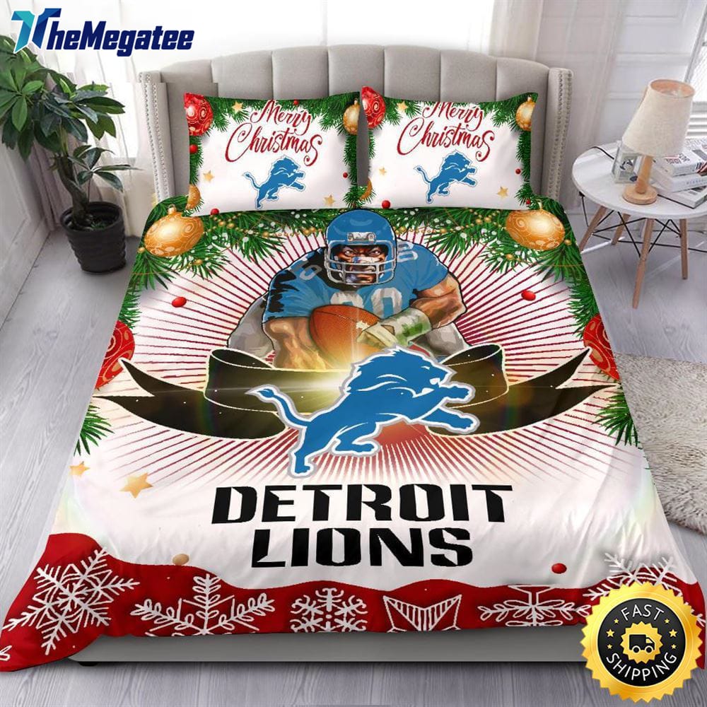 NFL Detroit Lions Bedding Sets Merry Christmas Quilt Bedding Sets 2025 NFL Detroit Lions Bedding Sets Merry Christmas Quilt Bedding Sets 2025