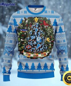 NFL Detroit Lions Ugly Christmas Sweater Ball Pine Tree, NFL Christmas Sweater