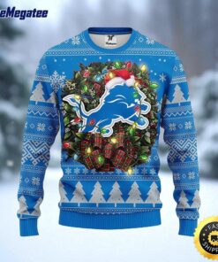 NFL Detroit Lions Ugly Sweater Christmas Wreath Sweater For Fan Football For Fans