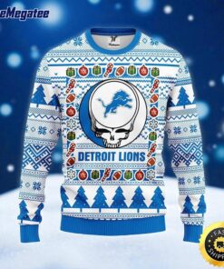 NFL Detroit Lions Ugly Sweater Grateful Dead Ugly Christmas Fleece Sweater For Fans