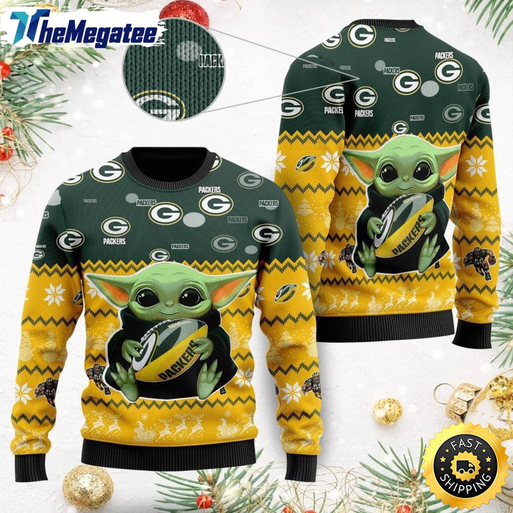 NFL Green Bay Packers Ugly Christmas Sweater, Baby Yoda Sweater for Christmas 2025 NFL Green Bay Packers Ugly Christmas Sweater, Baby Yoda Sweater for Christmas 2025