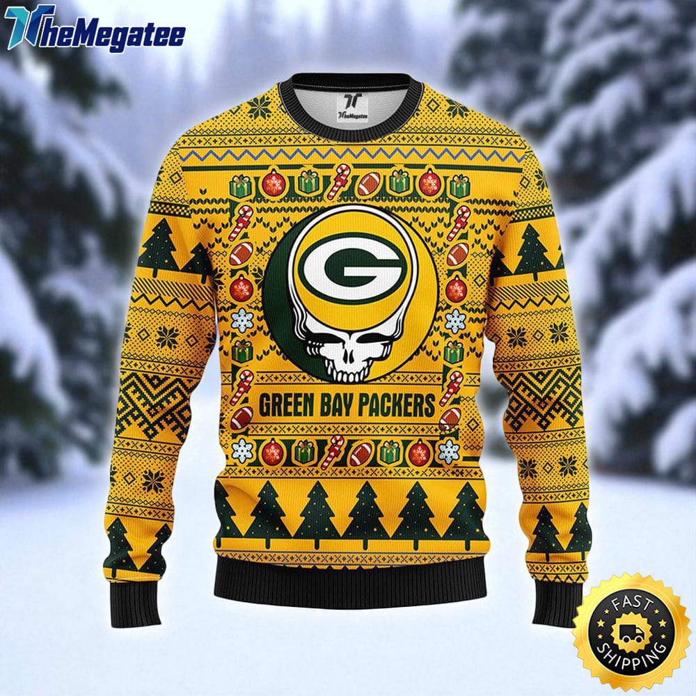 NFL Green Bay Packers Ugly Sweater Grateful Dead Ugly Christmas Fleece Sweater For Fans NFL Green Bay Packers Ugly Sweater Grateful Dead Ugly Christmas Fleece Sweater For Fans