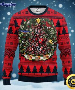 NFL Houston Texans Ugly Christmas Sweater Ball Pine Tree, NFL Christmas Sweater