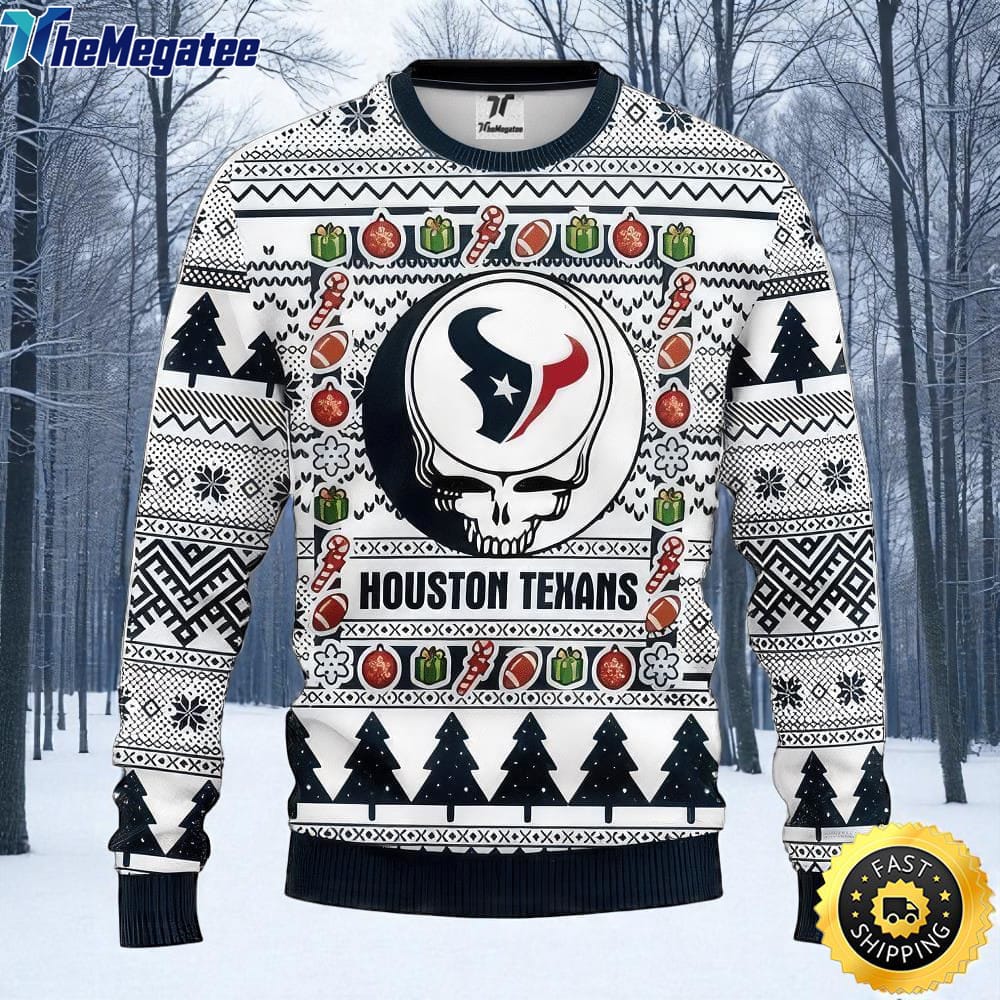 NFL Houston Texans Ugly Christmas Sweater The Intelligence Of The Skull Unisex Sweater NFL Houston Texans Ugly Christmas Sweater The Intelligence Of The Skull Unisex Sweater