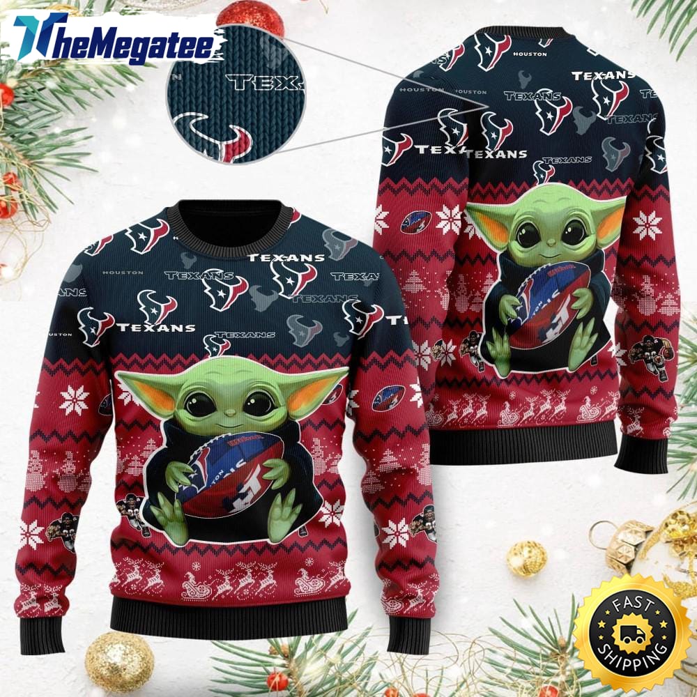 NFL Houston Texans Ugly Christmas Sweater, Baby Yoda Sweater for Christmas 2025 NFL Houston Texans Ugly Christmas Sweater, Baby Yoda Sweater for Christmas 2025