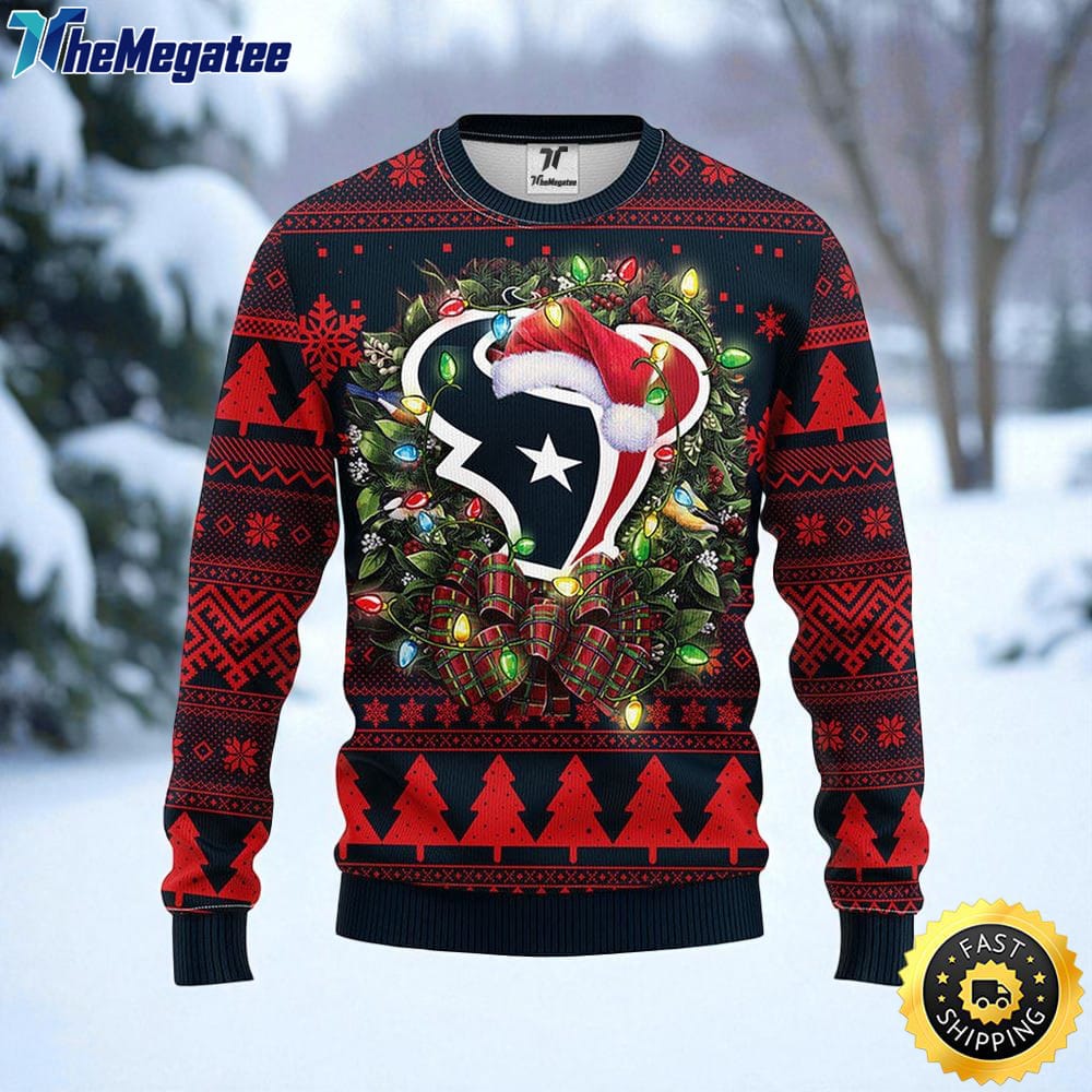 NFL Houston Texans Ugly Sweater Christmas Wreath Sweater For Fan Football For Fans NFL Houston Texans Ugly Sweater Christmas Wreath Sweater For Fan Football For Fans