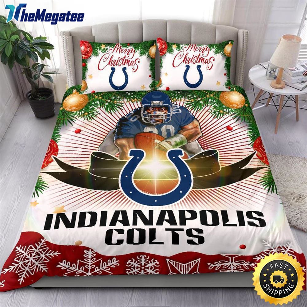NFL Indianapolis Colts Bedding Sets Merry Christmas Quilt Bedding Sets 2025 NFL Indianapolis Colts Bedding Sets Merry Christmas Quilt Bedding Sets 2025
