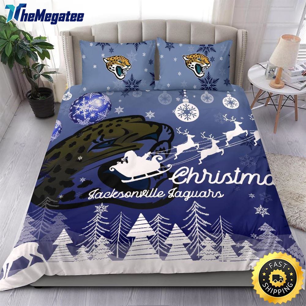 NFL Jacksonville Jaguars Bedding Sets Santa Claus Sleigh And Reindeer Christmas Quilt Bedding Sets 2025 NFL Jacksonville Jaguars Bedding Sets Santa Claus Sleigh And Reindeer Christmas Quilt Bedding Sets 2025