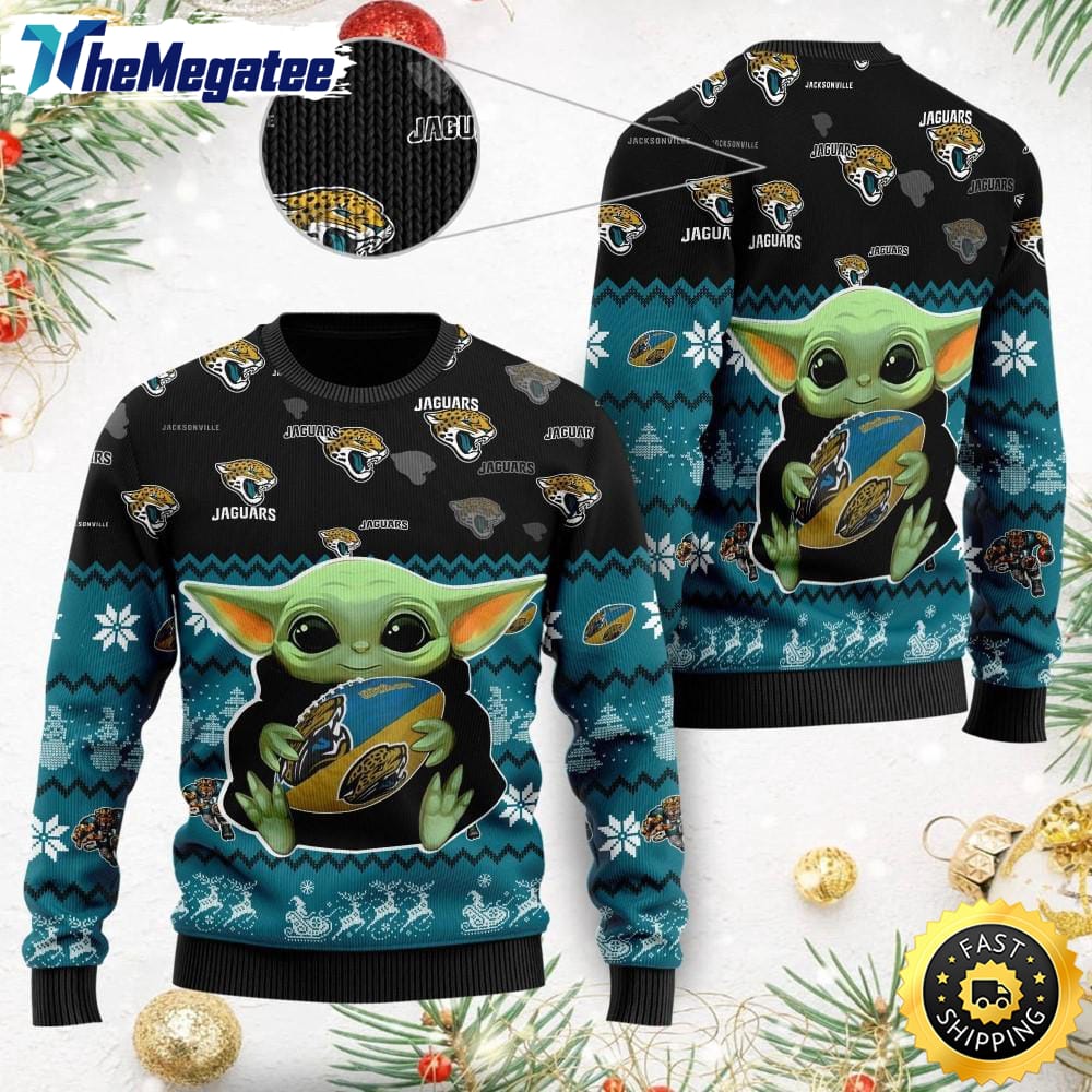 NFL Jacksonville Jaguars Ugly Christmas Sweater, Baby Yoda Sweater for Christmas 2025 NFL Jacksonville Jaguars Ugly Christmas Sweater, Baby Yoda Sweater for Christmas 2025