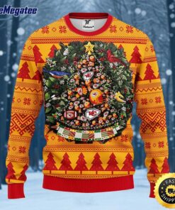 NFL Kansas City Chiefs Ugly Christmas Sweater Ball Pine Tree, NFL Christmas Sweater