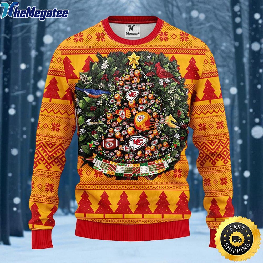 NFL Kansas City Chiefs Ugly Christmas Sweater Ball Pine Tree, NFL Christmas Sweater NFL Kansas City Chiefs Ugly Christmas Sweater Ball Pine Tree, NFL Christmas Sweater
