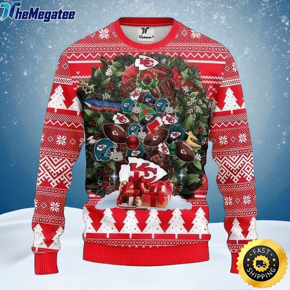 NFL Kansas City Chiefs Ugly Christmas Sweater Tree, NFL Christmas Sweater NFL Kansas City Chiefs Ugly Christmas Sweater Tree, NFL Christmas Sweater