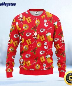 NFL Kansas City Chiefs Ugly Sweater Santa Claus Snowman Ugly Christmas Sweater For Fans