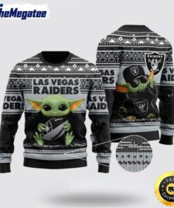NFL Las Vegas Raiders Christmas Ugly Christmas Sweater Baby Yoda 3D Sweater