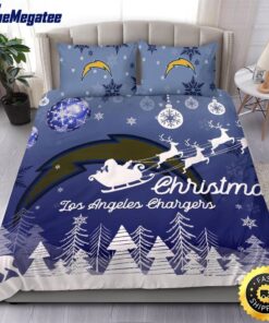 NFL Los Angeles Chargers Bedding Sets Santa Claus Sleigh And Reindeer Christmas Quilt Bedding Sets 2025