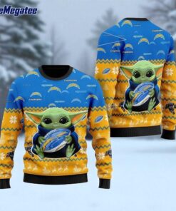 NFL Los Angeles Chargers Ugly Christmas Sweater Cute Baby Yoda Unisex Sweater