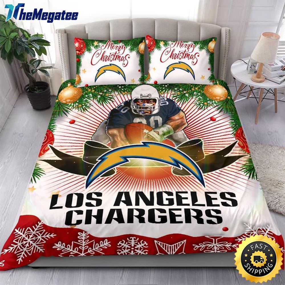 NFL Los Angeles Chargers Bedding Sets Merry Christmas Quilt Bedding Sets 2025 NFL Los Angeles Chargers Bedding Sets Merry Christmas Quilt Bedding Sets 2025