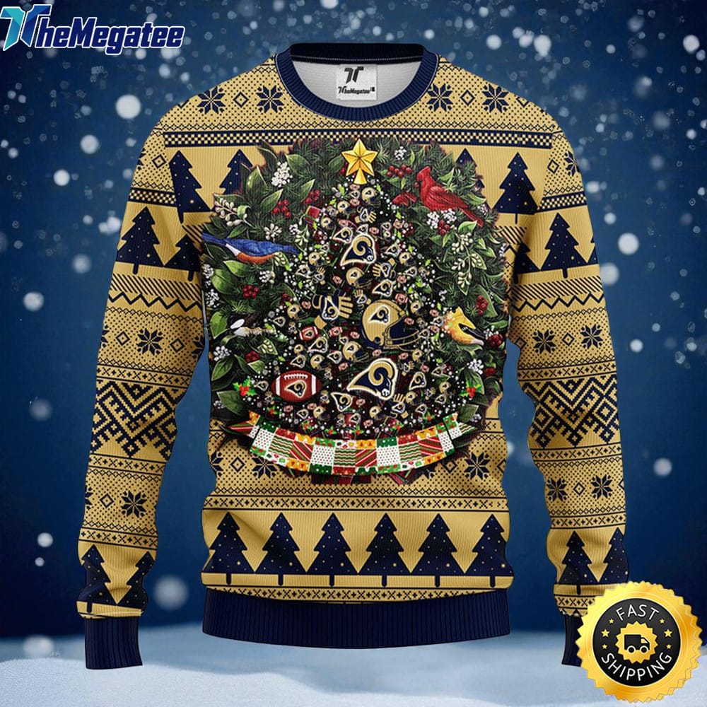 NFL Los Angeles Rams Ugly Christmas Sweater Ball Pine Tree, NFL Christmas Sweater NFL Los Angeles Rams Ugly Christmas Sweater Ball Pine Tree, NFL Christmas Sweater