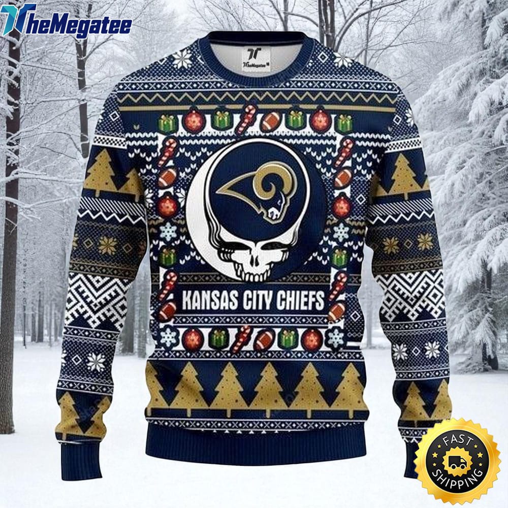 NFL Los Angeles Rams Ugly Christmas Sweater The Intelligence Of The Skull Unisex Sweater NFL Los Angeles Rams Ugly Christmas Sweater The Intelligence Of The Skull Unisex Sweater