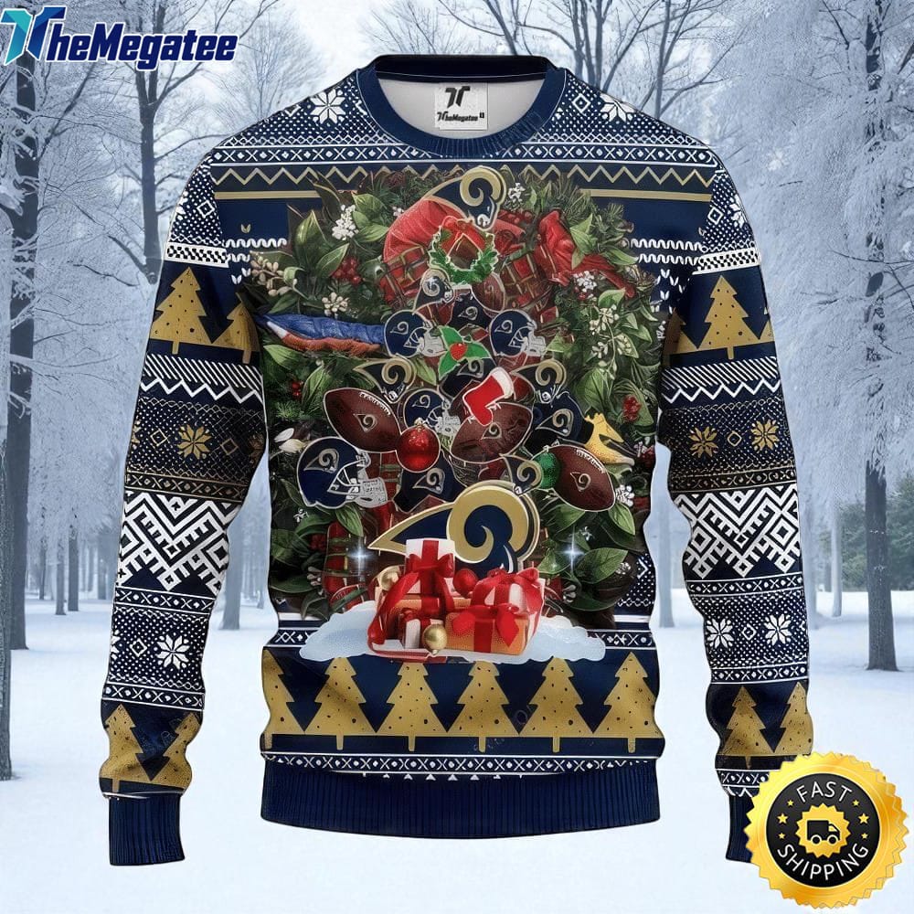 NFL Los Angeles Rams Ugly Christmas Sweater Tree, NFL Christmas Sweater NFL Los Angeles Rams Ugly Christmas Sweater Tree, NFL Christmas Sweater