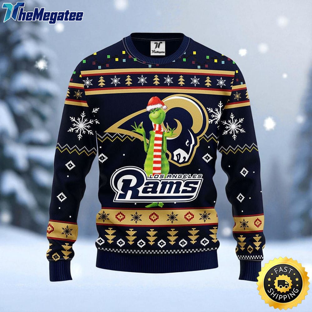 NFL Los Angeles Rams Ugly Sweater Funny Grinch Ugly Christmas Sweater For Fans NFL Los Angeles Rams Ugly Sweater Funny Grinch Ugly Christmas Sweater For Fans