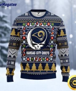 NFL Los Angeles Rams Ugly Sweater Grateful Dead Ugly Christmas Fleece Sweater For Fans