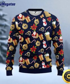 NFL Los Angeles Rams Ugly Sweater Santa Claus Snowman Ugly Christmas Sweater For Fans