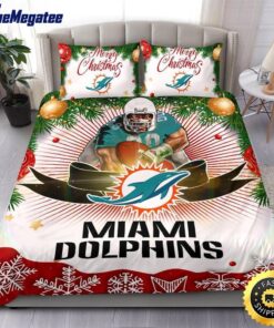 NFL Miami Dolphins Bedding Sets Merry Christmas Quilt Bedding Sets 2025