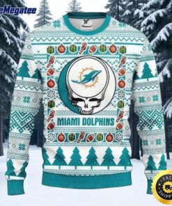 NFL Miami Dolphins Ugly Christmas Sweater The Intelligence Of The Skull Unisex Sweater