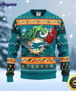 NFL Miami Dolphins Ugly Sweater The Hand Of Grinch Ugly Christmas Sweater For Fans